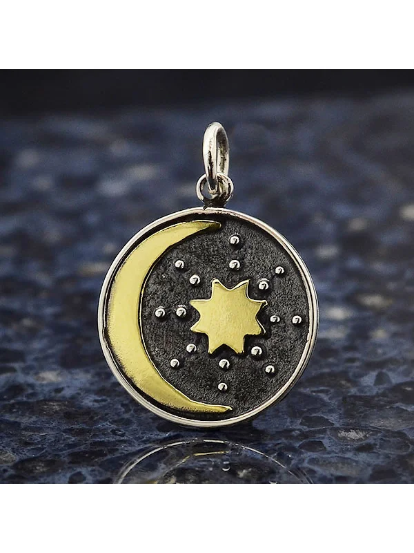 men’s black titanium ring Mixed Metal Moon & Star Necklace