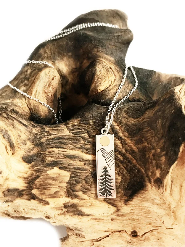 handmade antique silver bangle Mountain Forest Necklace