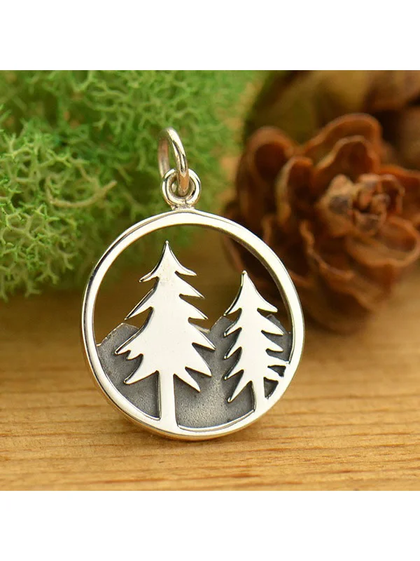 hammered gold stacking rings Mountain Trees Necklace