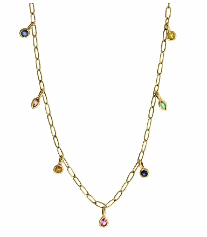tiny opal stud earrings Multi-Colored Mixed Shape Bezel Set Necklace
