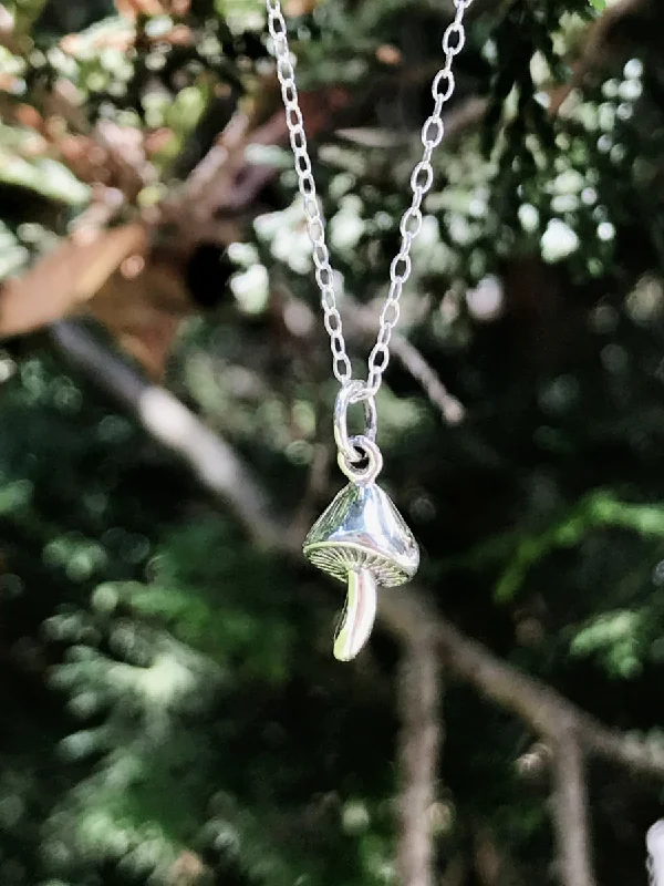 hammered gold signet ring Mushroom Charm Necklace