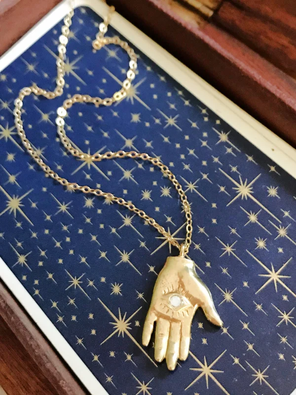 hand-stamped coordinates bracelet Mystical Hand Necklace by Amano Studio