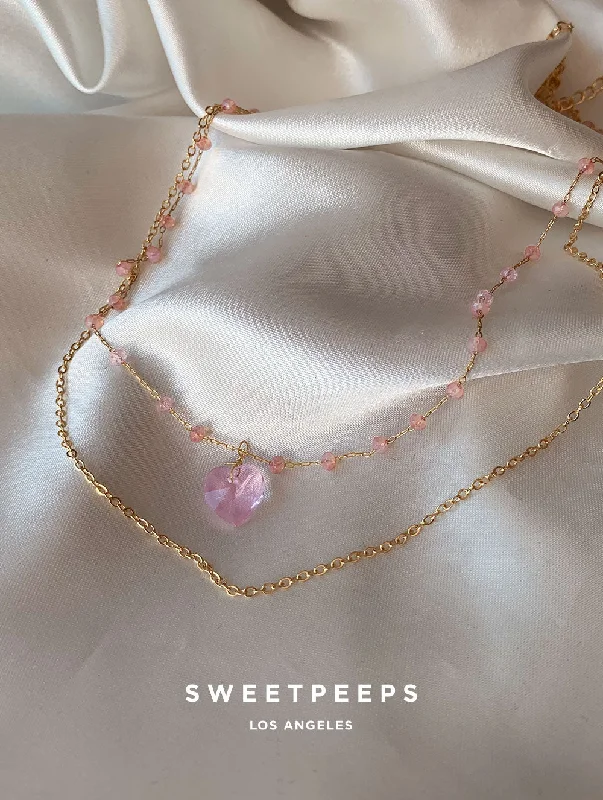 handmade gold nugget ring Nadine Pink Pastel Necklace