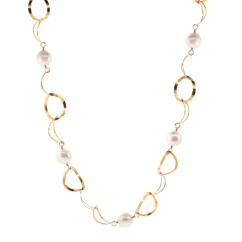 hammered silver wedding band Naomi Pearl Necklace