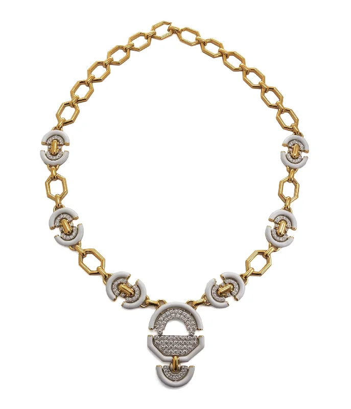 modern hexagon stud earrings Mega Unity Necklace