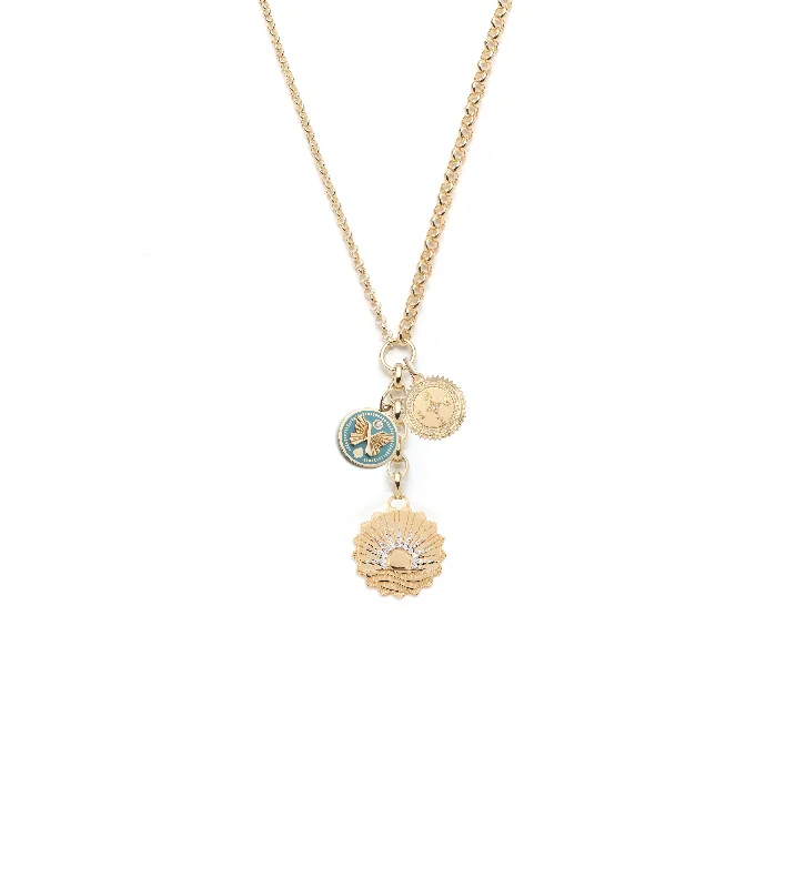 personalized gemstone pendant necklace New Beginnings, Reverie & Internal Compass : Medium Mixed Belcher Extension Chain Necklace