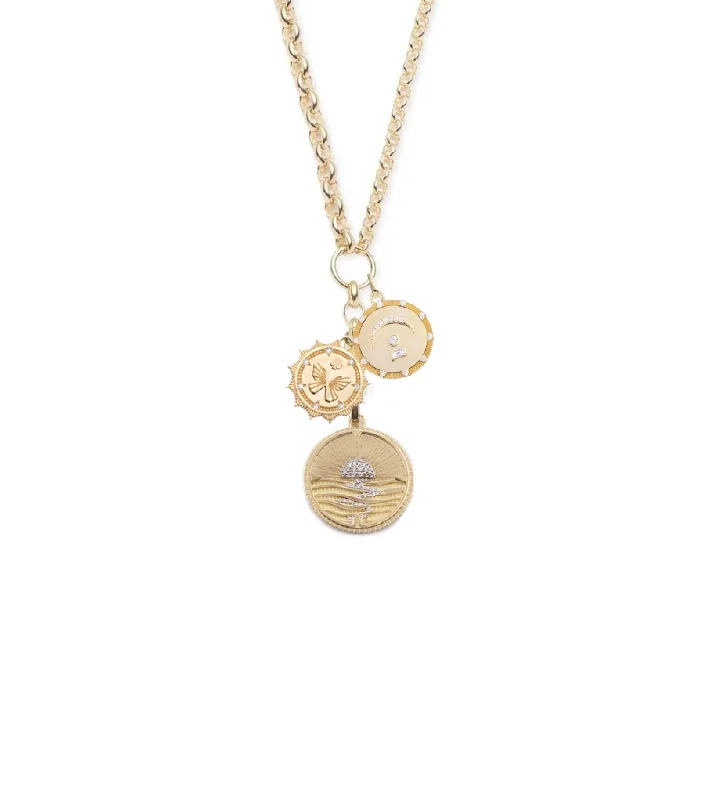 diamond halo pendant necklace New Beginnings, Reverie & Pause : Heavy Mixed Belcher Extension Chain Necklace