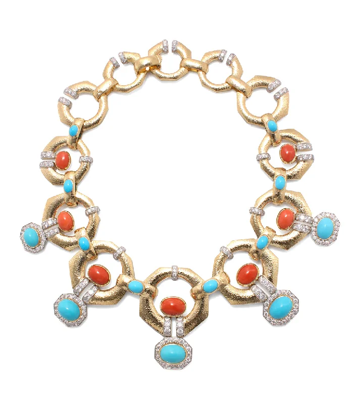 vintage-style garnet ring Octagonal Gap Link Necklace