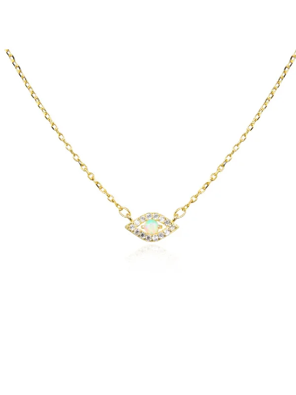simple crystal pendant necklace Opal & CZ Eye Necklace