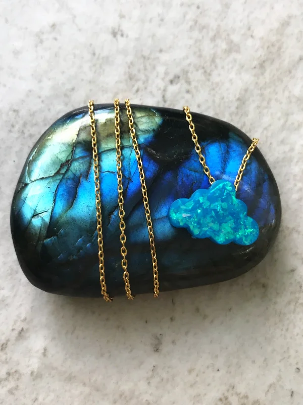 white gold infinity ring Opalescent Cloud Necklace