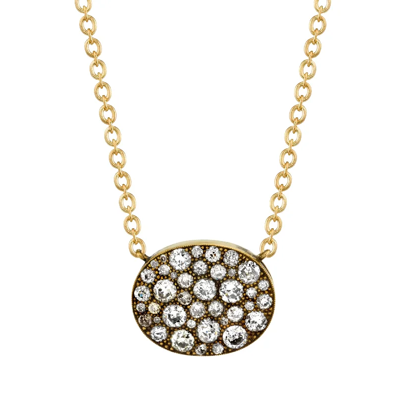 simple gold hoop earrings OVAL COBBLESTONE PENDANT NECKLACE