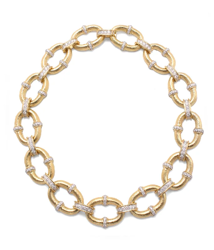 vintage-inspired moonstone necklace Oval Link Necklace, Hammered Gold