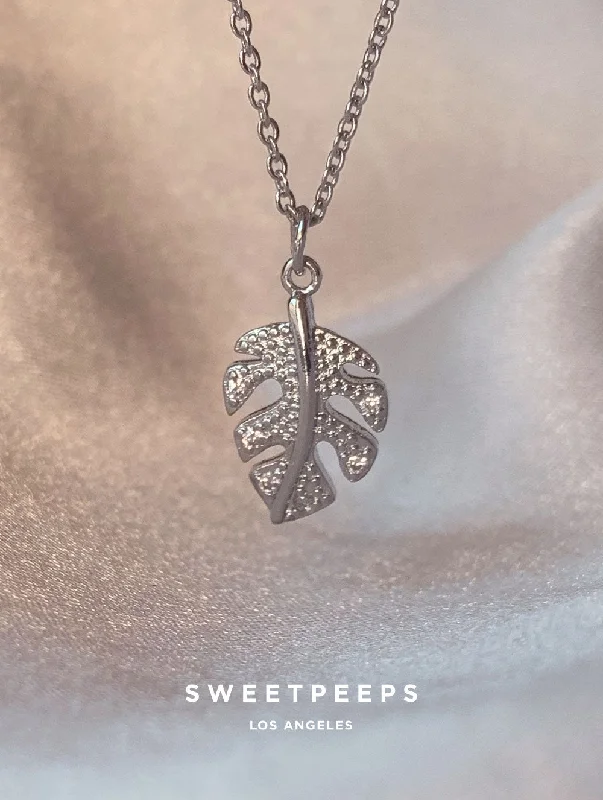 celestial constellation necklace silver Palm Leaf Necklace - Silver
