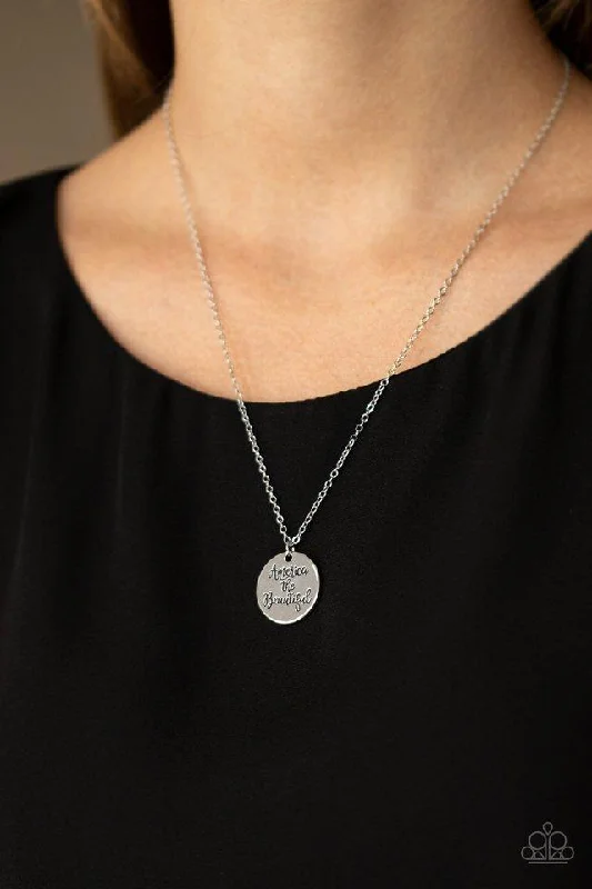 delicate heart stud earrings Paparazzi Necklace ~ America The Beautiful - Silver
