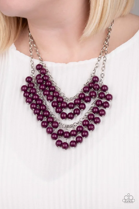 gold bar earrings minimalist Paparazzi Necklace ~ Bubbly Boardwalk - Purple