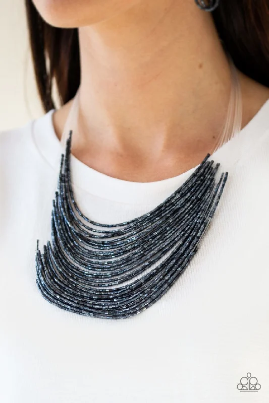 vintage-style filigree bracelet Paparazzi Necklace ~ Catwalk Queen - Blue