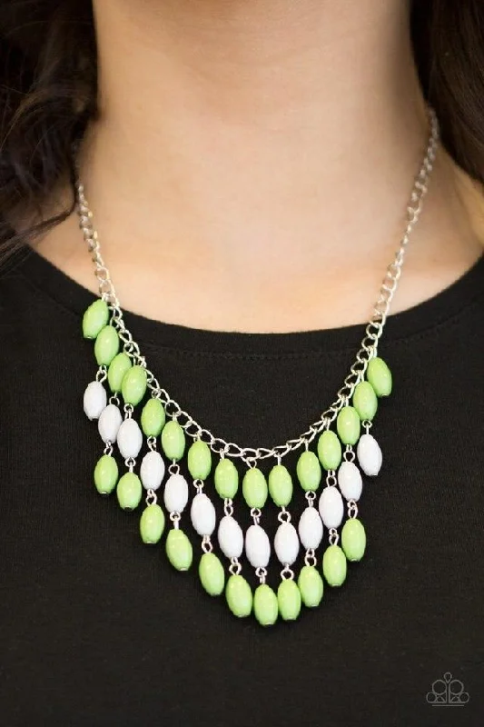 gold daisy stud earrings Paparazzi Necklace - Delhi Diva - Green