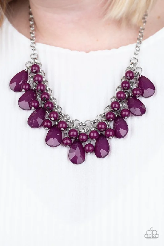 diamond halo stud earrings Paparazzi Necklace ~ Endless Effervescence - Purple