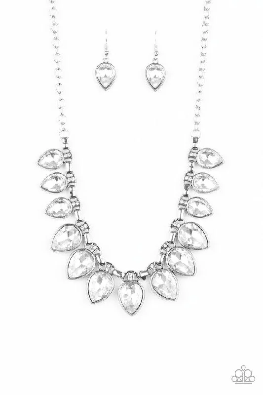 black pearl earrings classic Paparazzi Necklace - FEARLESS is More - White