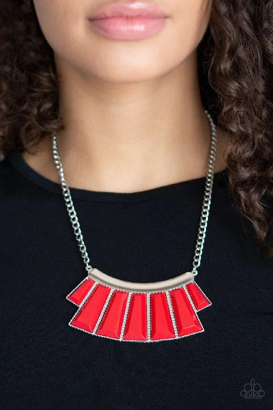 delicate marquise diamond band Paparazzi Necklace ~ Glamour Goddess - Red