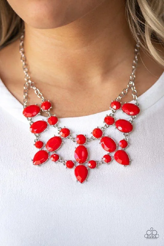 boho shell beaded anklet Paparazzi Necklace ~ Goddess Glow - Red