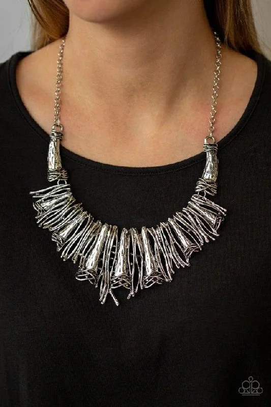 celestial sunburst ring gold Paparazzi Necklace ~ In The MANE-stream - Silver