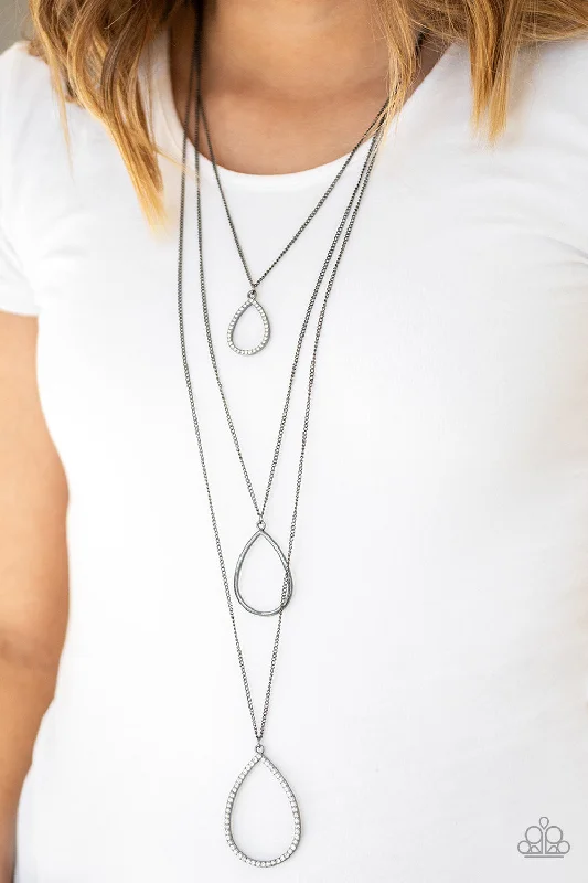 wide gold cuff bracelet Paparazzi Necklace ~ Make The World Sparkle - Black