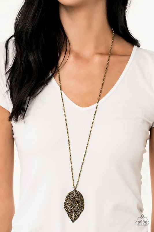 adjustable minimalist wave bracelet Paparazzi Necklace ~ Natural Re-LEAF - Brass