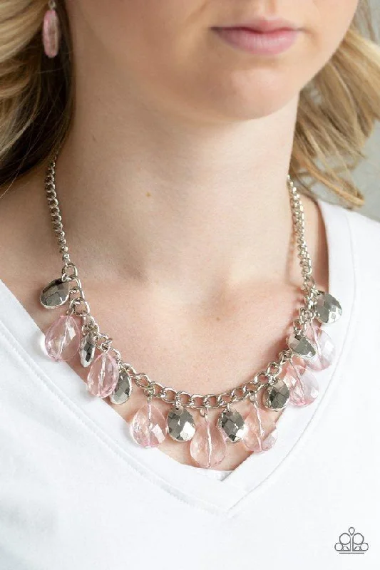 raw crystal cuff bracelet Paparazzi Necklace ~ No Tears Left To Cry - Pink