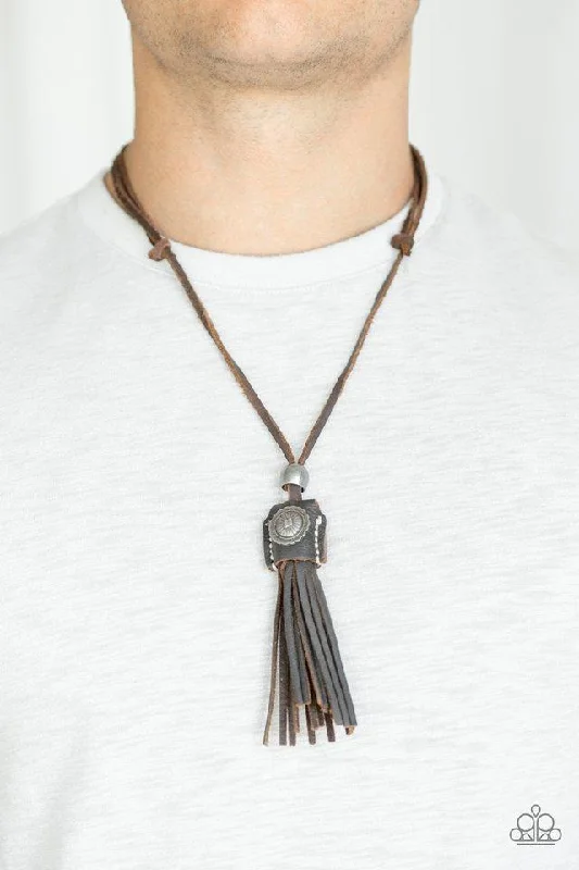 dainty silver hamsa bracelet Paparazzi Necklace ~ Old Town Road - Brown