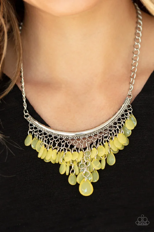 gemstone stacking rings colorful Paparazzi Necklace ~ Rio Rainfall - Yellow