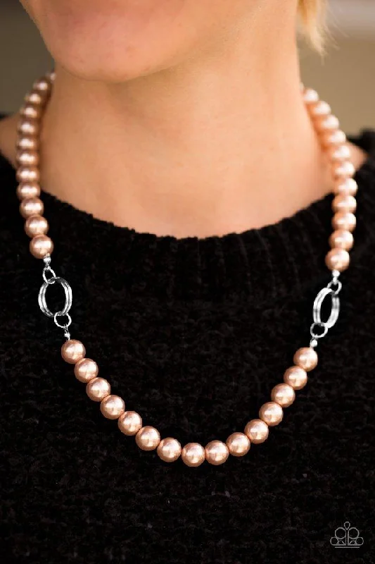 classic diamond hoop earrings Paparazzi Necklace - Romance Is In The Air - Brown