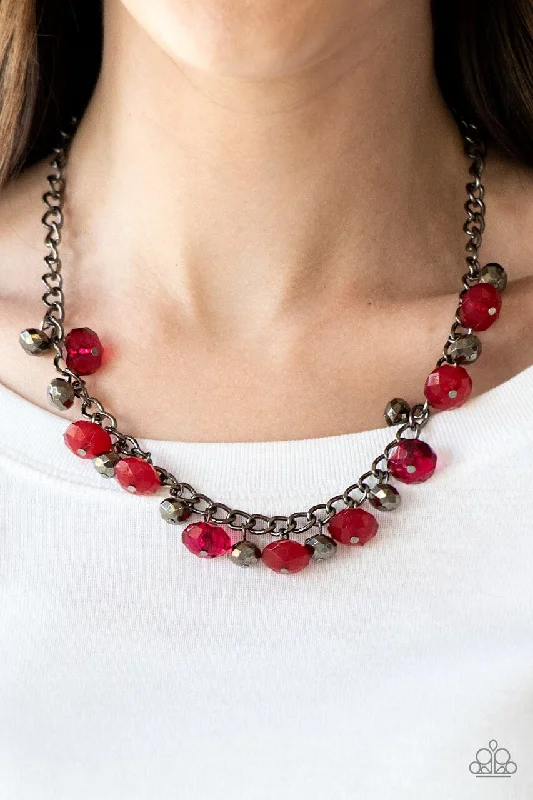 sterling silver braided ring Paparazzi Necklace ~ Runway Rebel - Red
