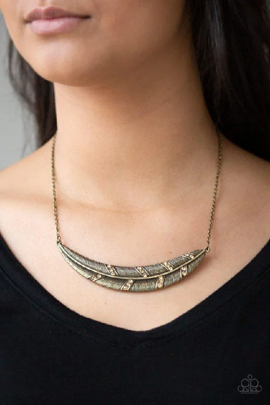 unique blue topaz ring Paparazzi Necklace ~ Say You QUILL - Brass