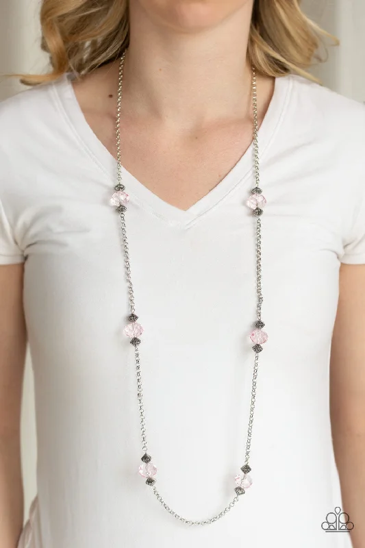 handcrafted raw crystal pendant Paparazzi Necklace ~ Season of Sparkle - Pink