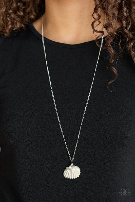 adjustable silver cuff bracelet Paparazzi Necklace ~ Show and SHELL - Silver