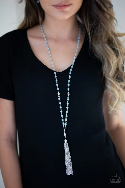 yellow sapphire engagement ring Paparazzi Necklace ~ Tassel Takeover - Blue