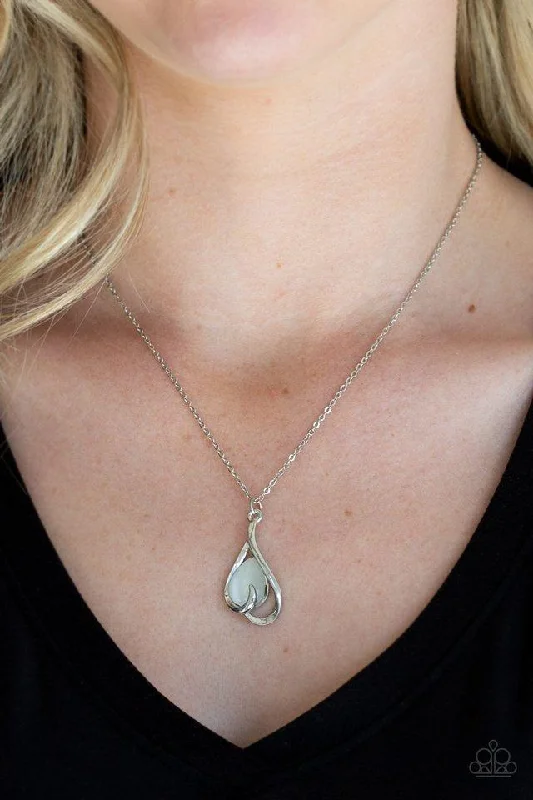 titanium black matte ring Paparazzi Necklace ~ Tell Me A Love Story - White
