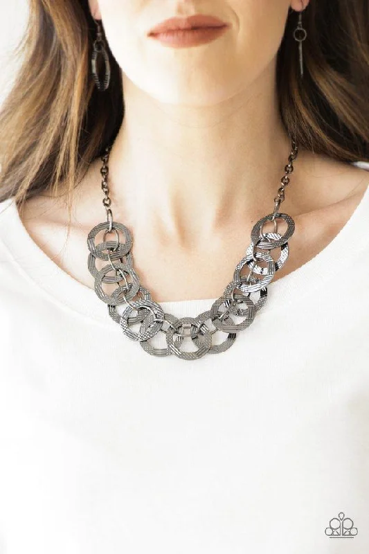 vintage-inspired gold locket Paparazzi Necklace ~ The Main Contender - Black