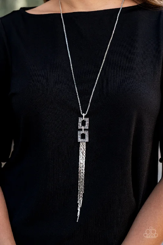 silver anklet with charms Paparazzi Necklace ~ Times Square Stunner - Silver