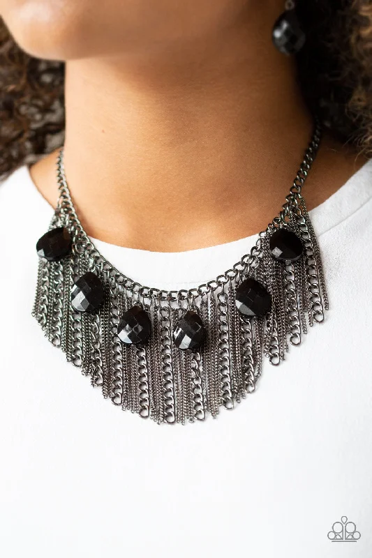 handcrafted filigree ring silver Paparazzi Necklace ~ Vixen Conviction - Black