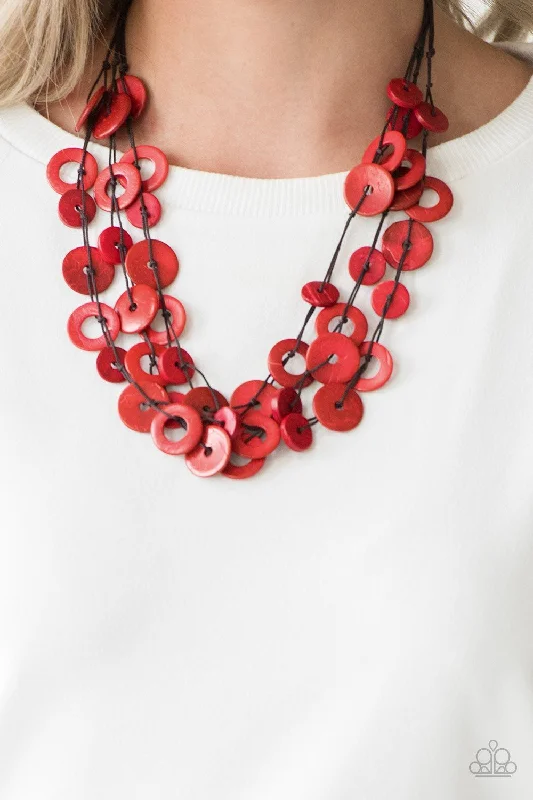 delicate floral wedding band Paparazzi Necklace ~ Wonderfully Walla Walla - Red