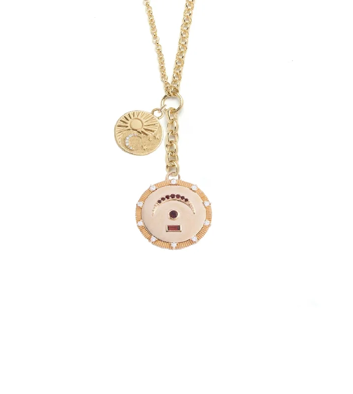 personalized couple’s keychain pendant Pause & Balance : Medium Mixed Belcher Story Garnet