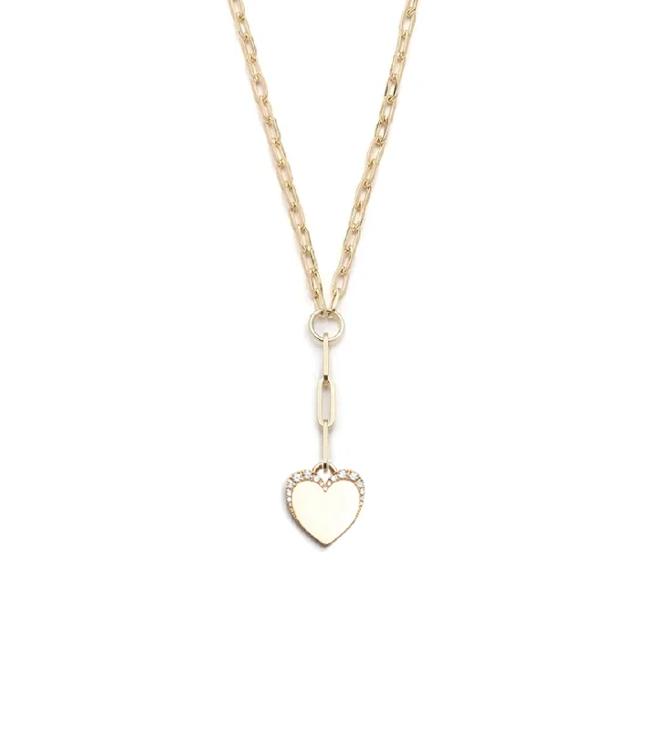dainty pearl and diamond ring Pave Diamond Engravable Heart : Refined Clip Extension Necklace