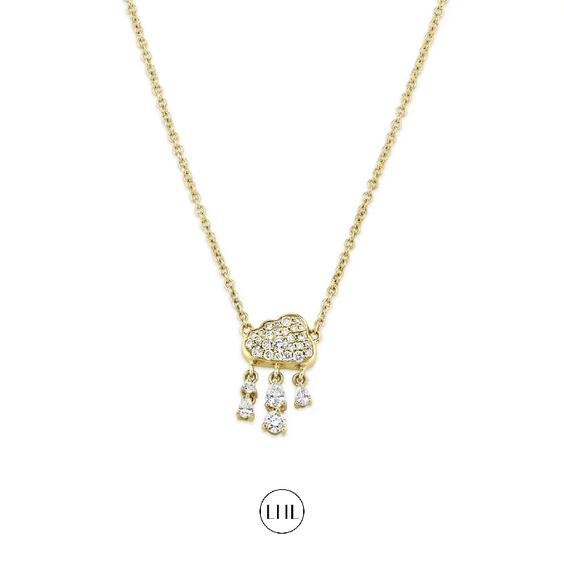 gold moonstone cocktail ring Pavé Diamond Rain Cloud Necklace