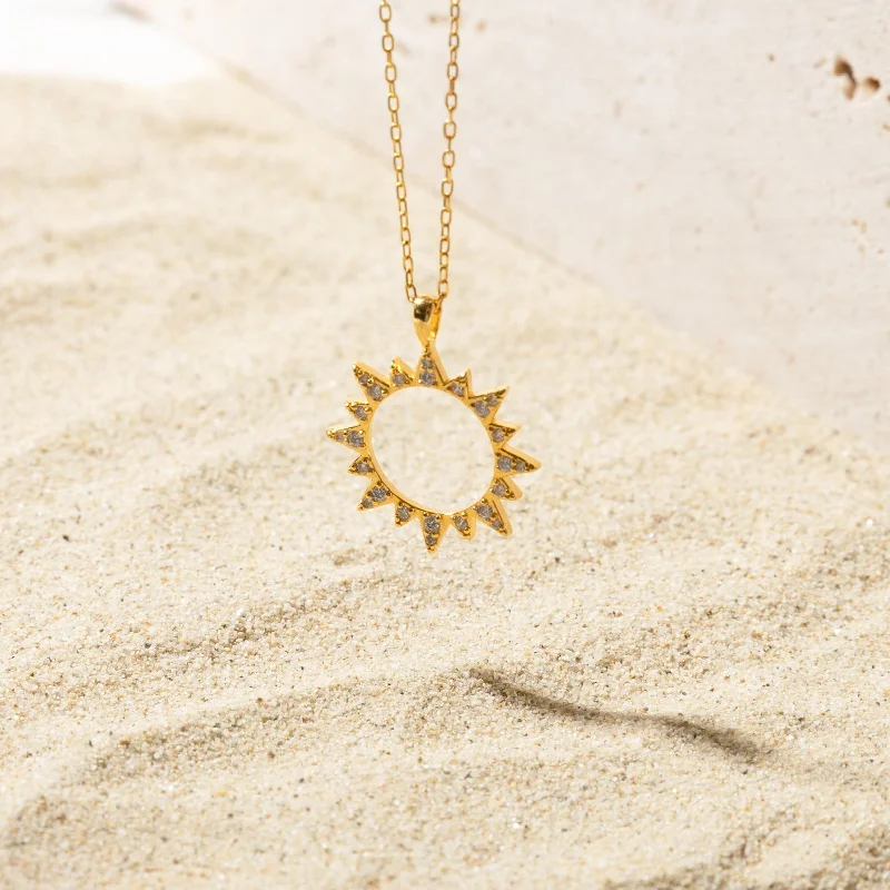 classic silver pearl earrings Pave Sun Necklace