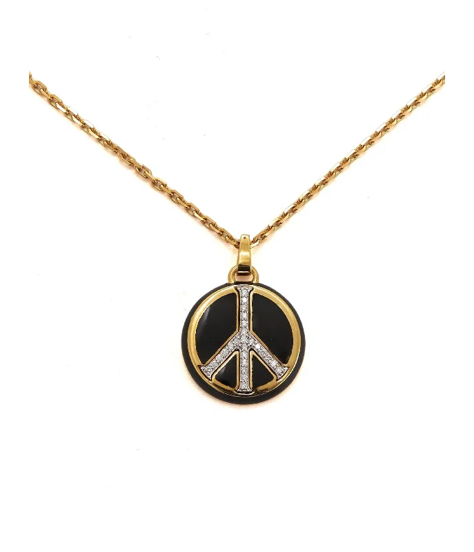 round-cut blue sapphire earrings Peace Pendant Necklace, Black Enamel