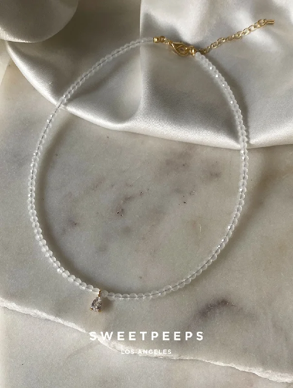 simple gold stacking rings Pear Cut Diamond Beaded Choker