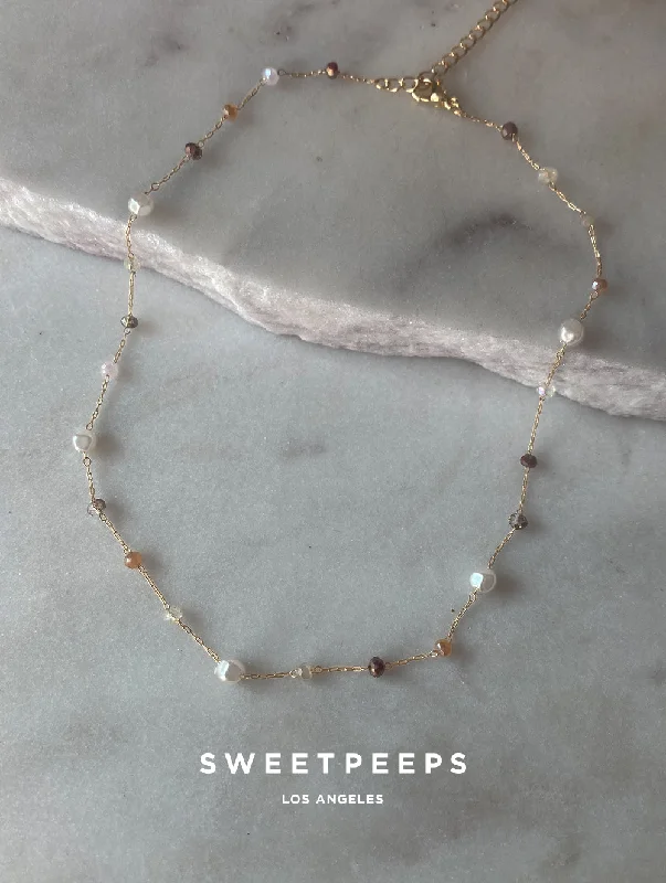 personalized name ring Pearl & Stones Choker