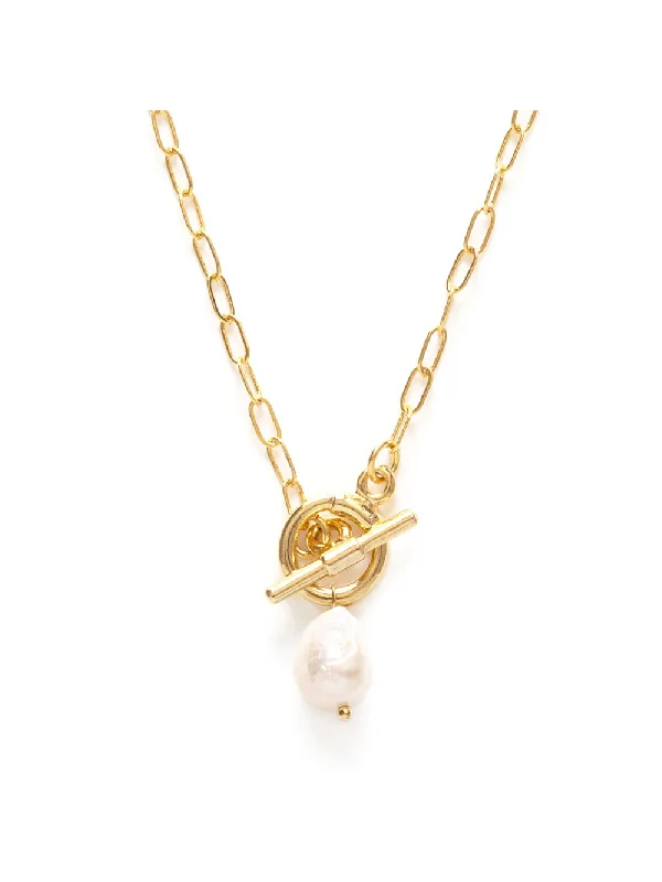 butterfly pendant necklace delicate Pearl & Toggle Linked Necklace by Amano Studio